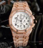Rose Gold Royal Oak Offshore AP Iced Out Replica Watch for Sale